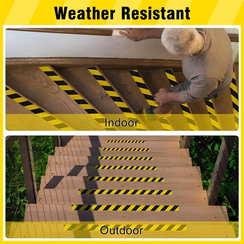 SX Black/Yellow Anti Slip Tape 4" x 33 FT, Heavy-Duty Grip Tape for Stairs Outdoor Waterproof Safety Non Skid Roll High Traction Non Slip Treads with Hard-Wearing Surface - Image 5
